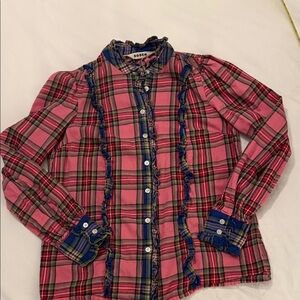 Boden Pink and Blue Plaid Flannel Button Down Shirt